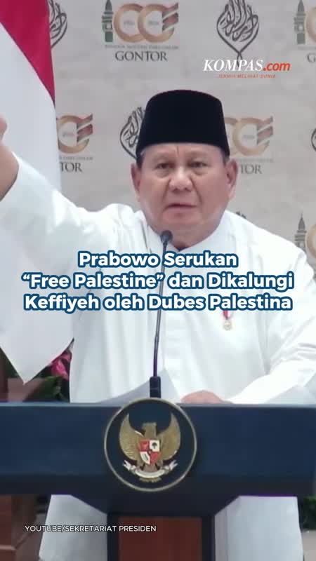 Prabowo Serukan “Free Palestine” Dan Dikalungi Keffiyeh Oleh Dubes Palestina