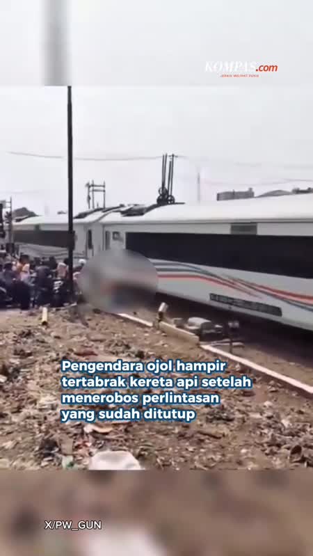 Terobos Palang Di Cikampek, Ojol Tertemper KA Argo Merbabu
