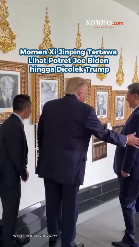 Momen Xi Jinping Tertawa Lihat Potret Joe Biden Hingga Dicolek Trump