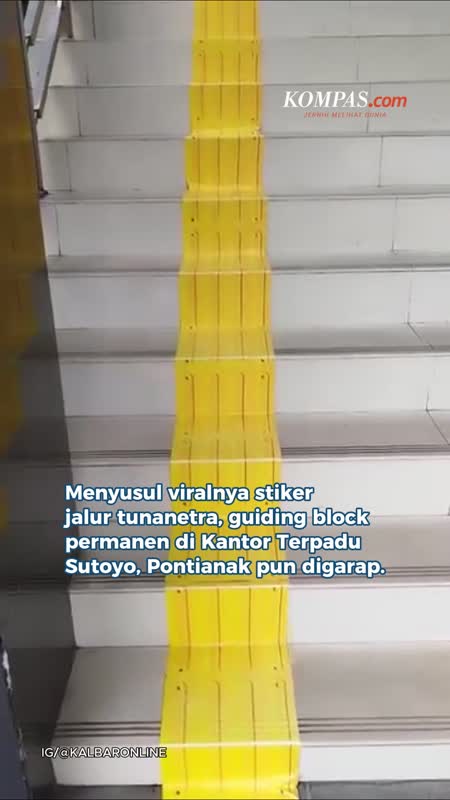 Pasca Viral Stiker Jalur Tunanetra, Guiding Block di Kantor Terpadu Pontianak Langsung Digarap