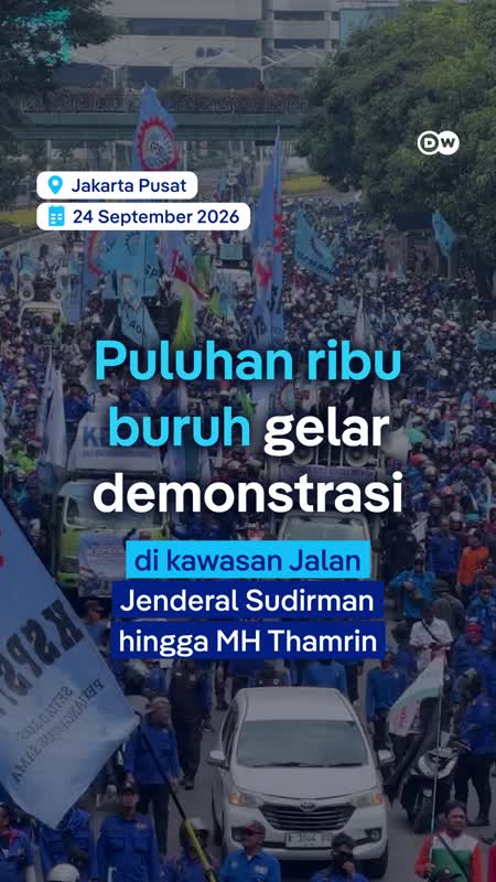 Demo Buruh Padati Jalan Sudirman hingga MH Thamrin