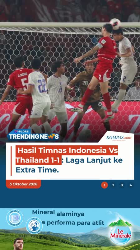 Hasil Timnas Indonesia Vs Thailand 1-1 Laga Lanjut ke Extra Time
