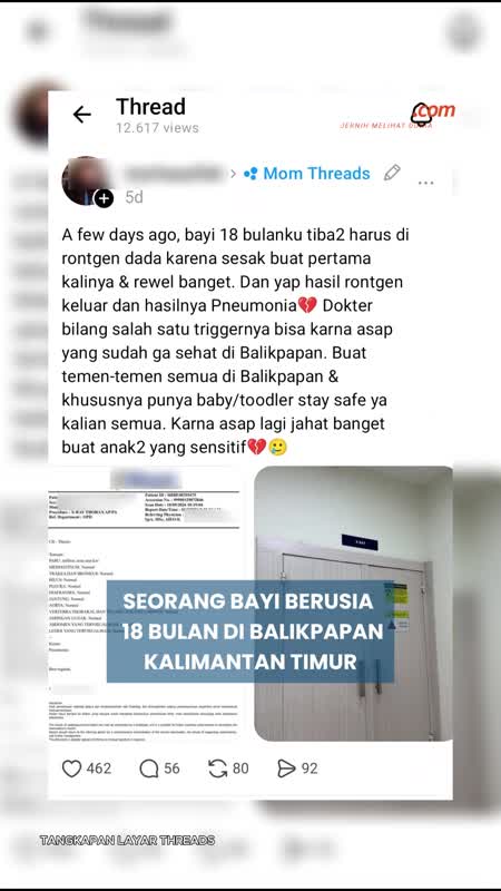 Kabut Asap di Balikpapan, Bayi 18 Bulan Sakit Pneumonia