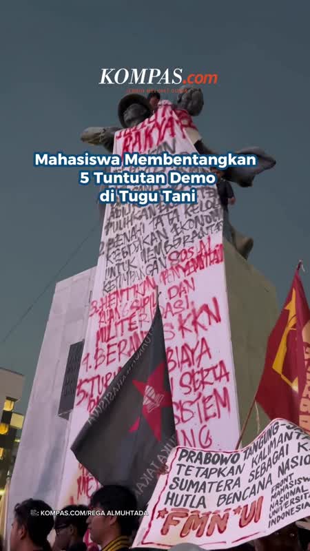 Mahasiswa Membentangkan 5 Tuntutan Demo Di Tugu Tani