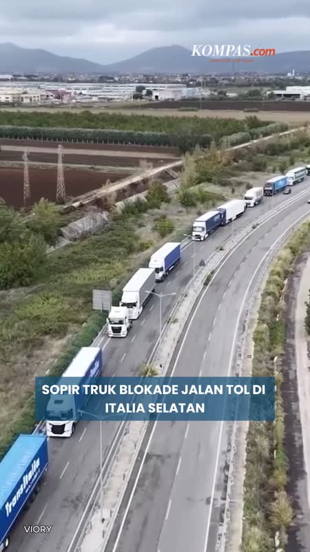 Truk "Parkir" di Jalan Tol, Sopir Protes Kenaikan BBM di Italia