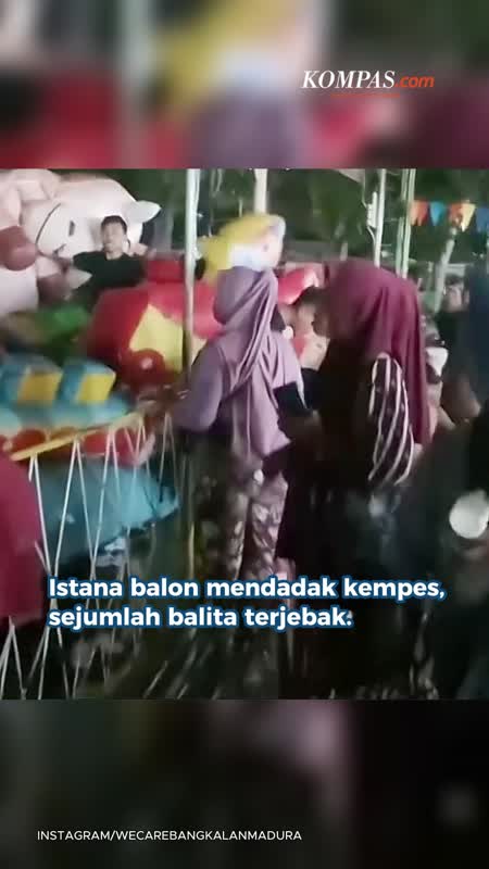 Istana Balon di Pekan Raya Bangkalan Kempes Mendadak, Sejumlah Balita Terjebak