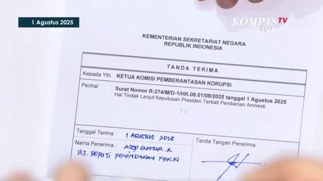Penampakan Tanda Terima Keppres Amnesti Hasto Kristiyanto Diserahkan Kemenkumham ke KPK