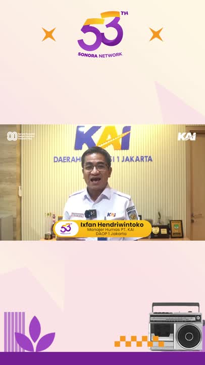 Ucapan selamat, apresiasi, dan doa HUT ke-53 Radio Sonora dari Humas PT KAI DAOP 1 Ixfan Hendriwinto