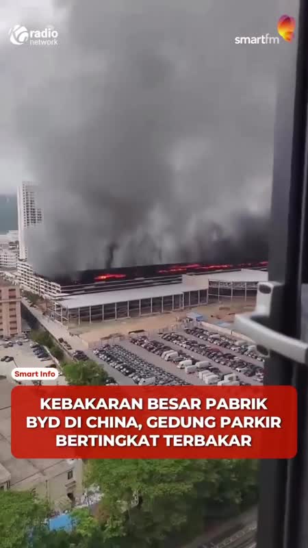 Kebakaran Besar di Pabrik BYD Shenzhen, Area Parkir Dilalap Api #Shorts
