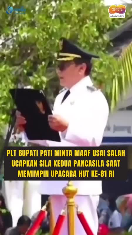 Salah Ucap Sila Kedua Pancasila saat Upacara HUT KE-81 RI, Bupati Pati Minta Maaf #Shorts